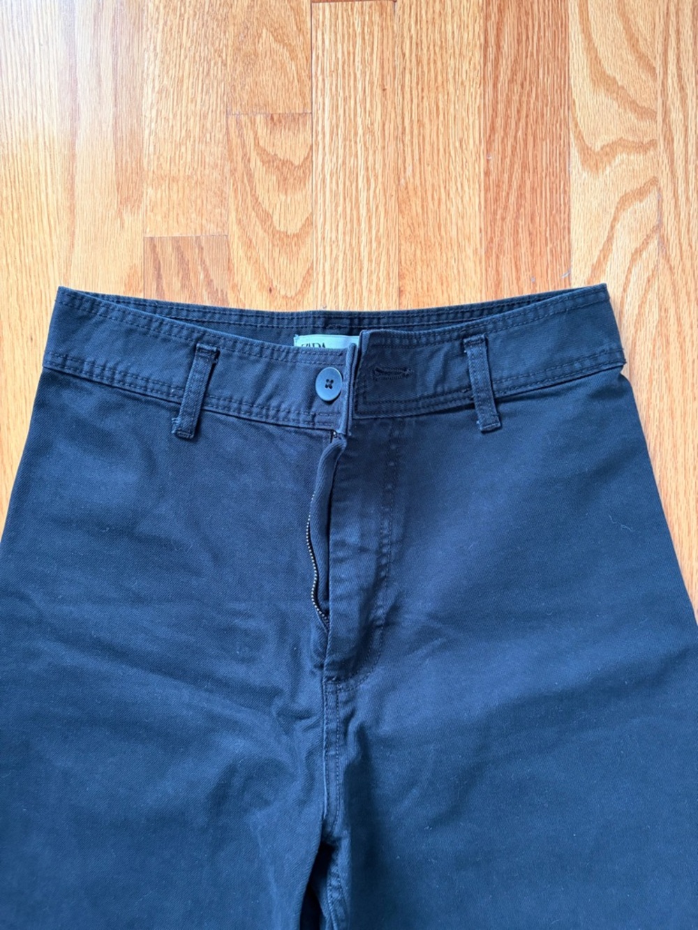 Zara Black Wide-Leg Frayed Hem Jeans - Picture 2 of 8